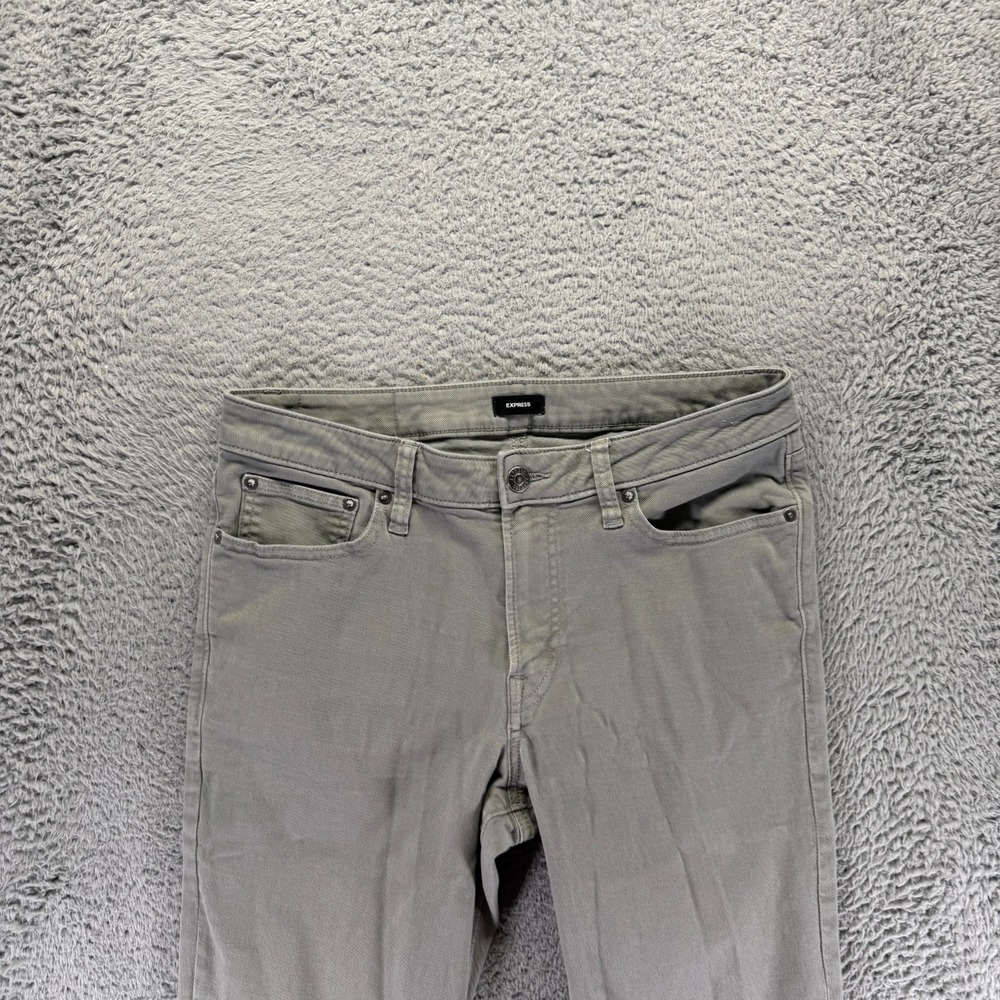 Express Jeans Mens 31x32 Gray Cotton Denim Straight Slim Travel Workwear Stretch - Picture 2 of 11